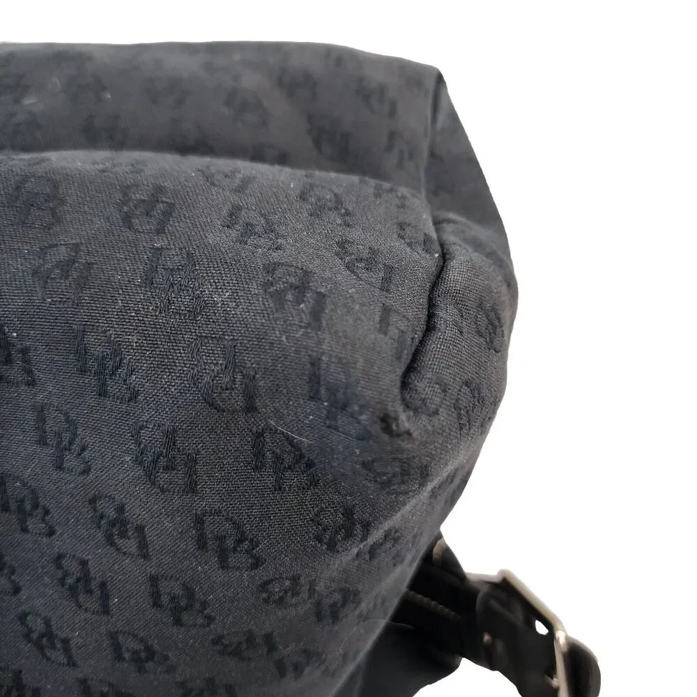 Dooney & Bourke Black Shoulder Bag Purse Handbag DB Logo Canvas Leather Strap